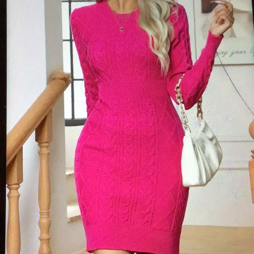 Solid Cable Knit Dress